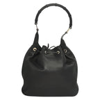 Gucci Vintage Bamboo Shoulder Bag Leather Black Leather Handbag (Authentic Pre-Loved)