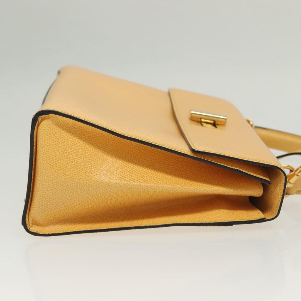 Celine Vintage Convertible Turnlock Top Handle Bag Leather Yellow Leather Bag (Authentic Pre-Loved)