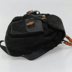 Gucci Vintage Bamboo Backpack Suede And Leather Black Suede Backpack Bag (Authentic Pre-Loved)