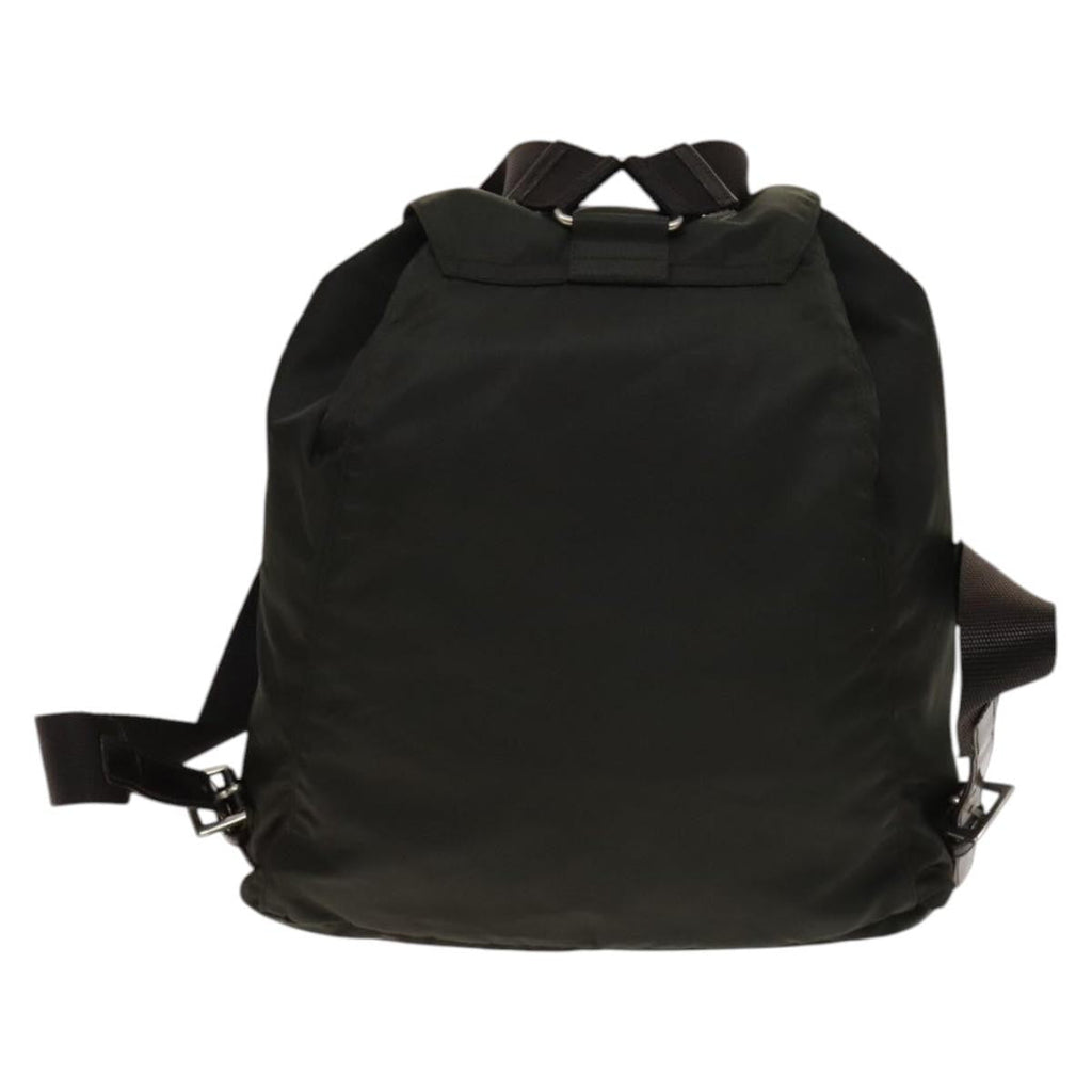 Prada Front Pocket Buckle Backpack Nylon Khaki Nylon Backpack Bag (Authentic Pre-Loved)