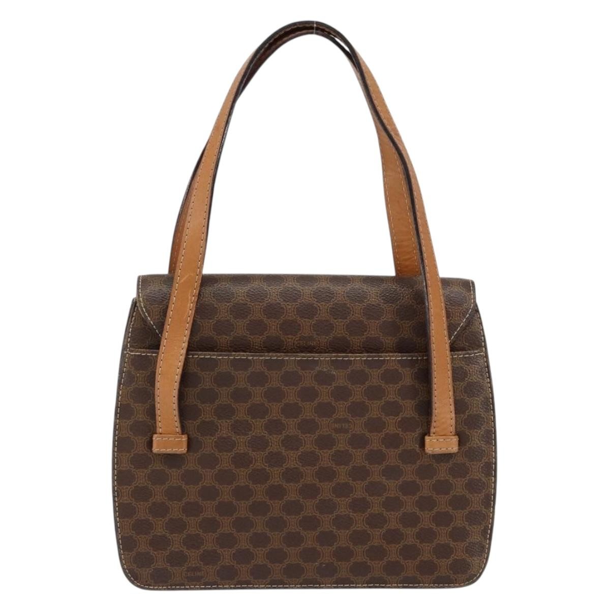 Celine Vintage Macadam Handbag Canvas And Leather Brown Canvas Handbag (Authentic Pre-Loved)