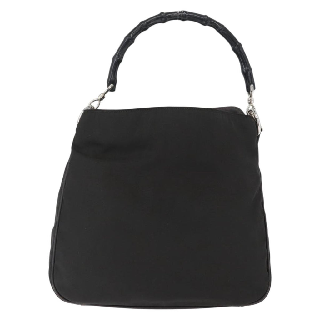 Gucci Vintage Bamboo Handle Bag Nylon Black Nylon Handbag (Authentic Pre-Loved)