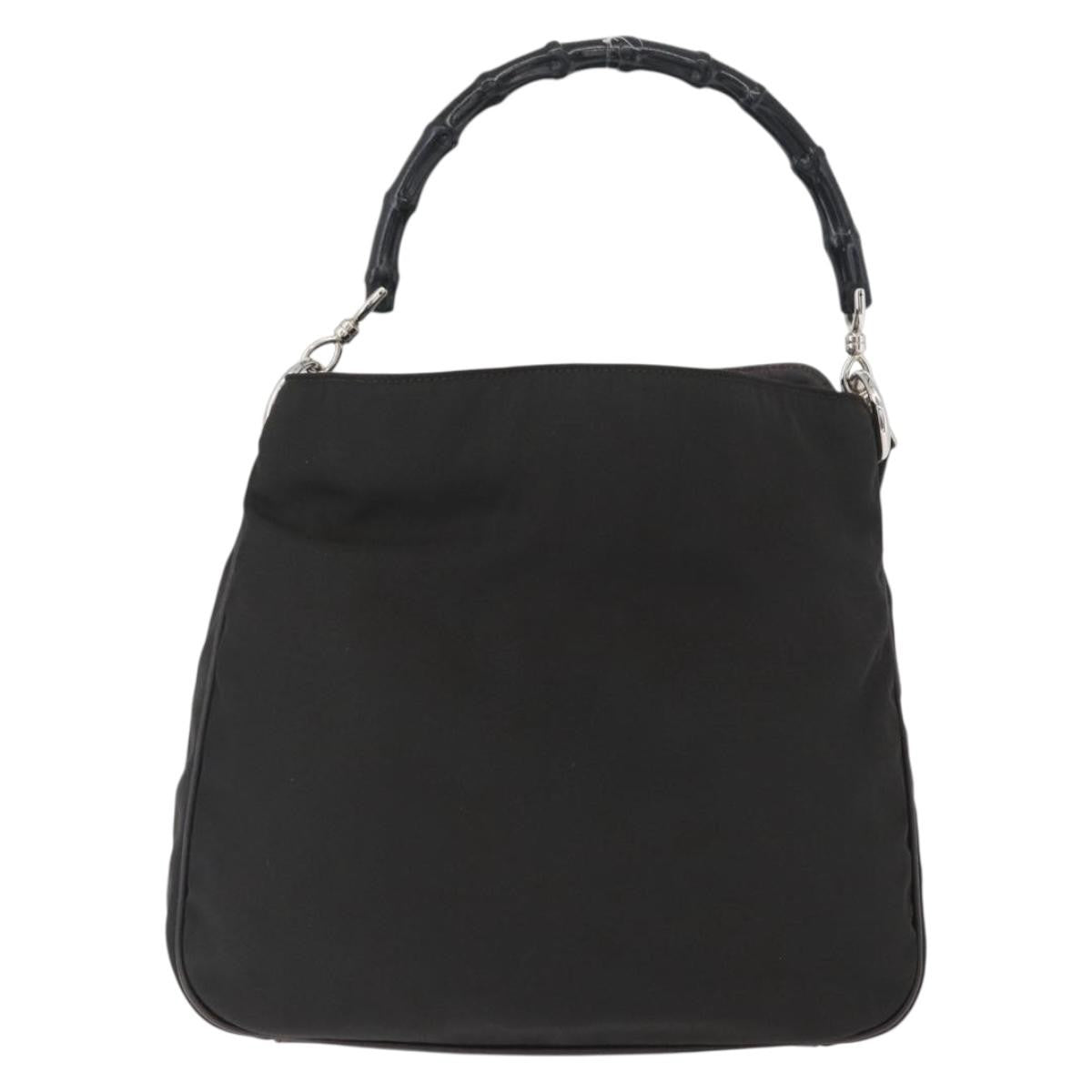 Gucci Vintage Bamboo Handle Bag Nylon Black Nylon Handbag (Authentic Pre-Loved)