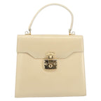 Gucci Vintage Lady Lock Top Handle Bag Leather Beige Leather Handbag (Authentic Pre-Loved)