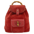 Gucci Gucci Bamboo Backpack Daim Red Suede Backpack Bag (Authentic Pre-Loved)