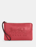 Coach Bag Poppy Vintage Mauve Red Zip Wristlet Horse Carriage Leather Handbag NEW