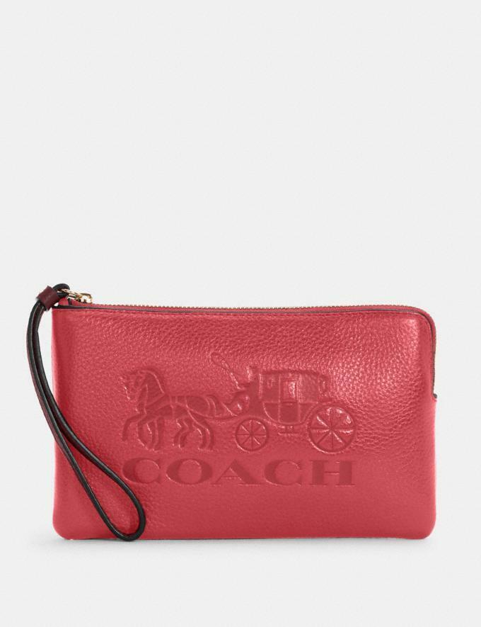 Coach Bag Poppy Vintage Mauve Red Zip Wristlet Horse Carriage Leather Handbag NEW