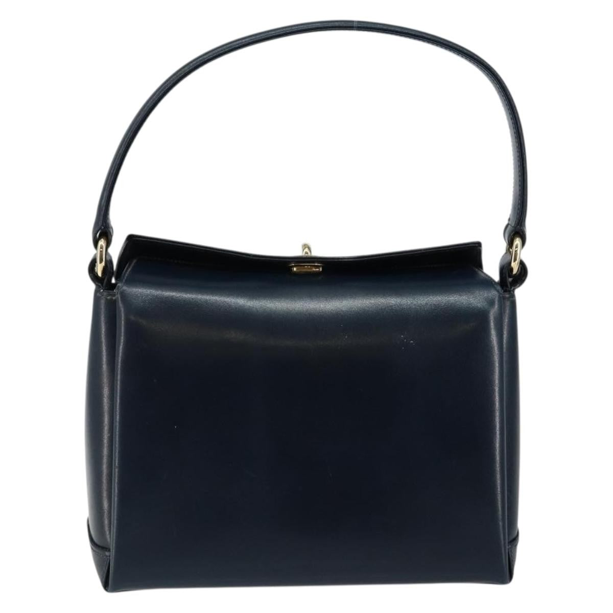 Gucci Vintage Convertible Box Crossbody Bag Leather Navy Leather Handbag (Authentic Pre-Loved)