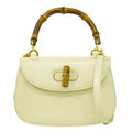 Gucci Vintage Convertible Bamboo Top Handle Bag Leather Beige Leather Handbag (Authentic Pre-Loved)