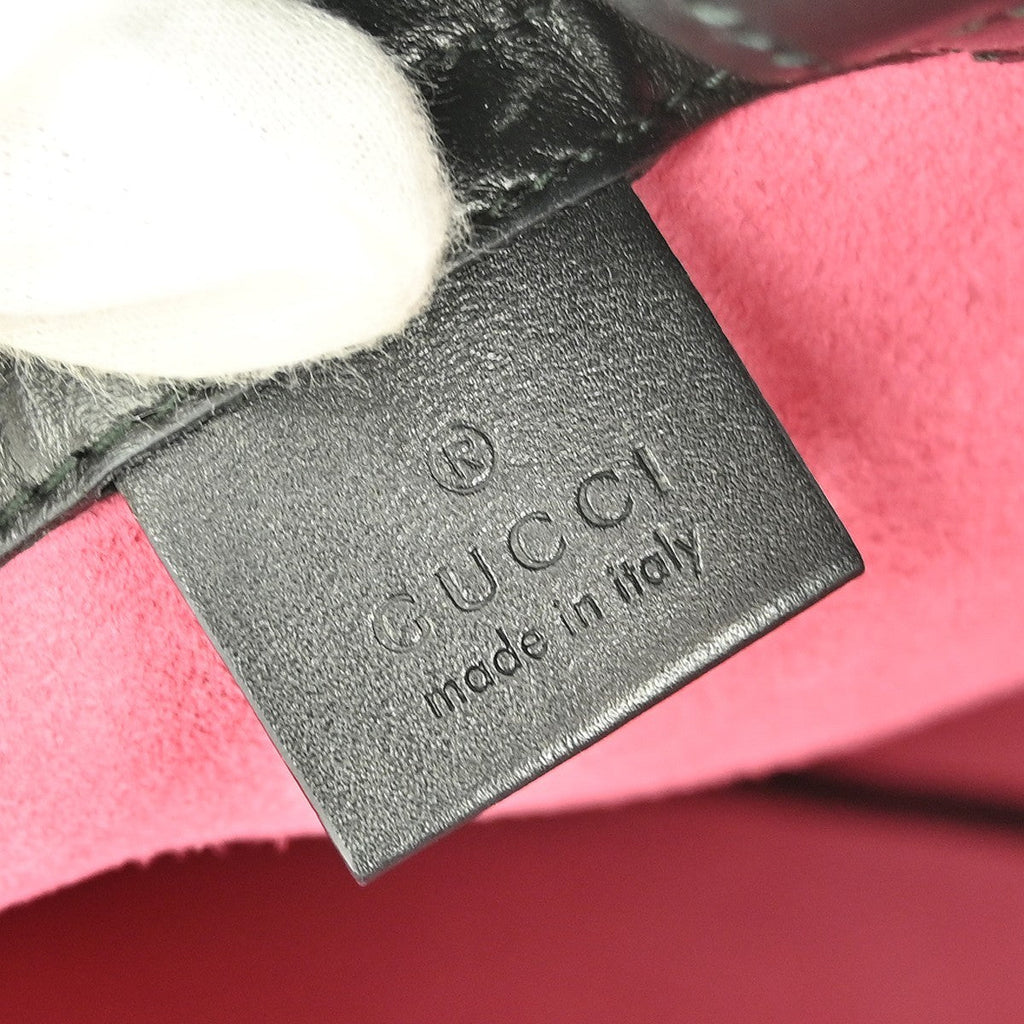 Gucci Logo Drawstring Backpack Printed Leather Pink Leather Backpack Bag (Authentic Pre-Loved)