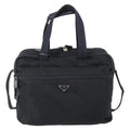 Prada Porta Computer Briefcase Tessuto And Saffiano Leather Black Nylon Briefcase Bag (Authentic Pre-Loved)