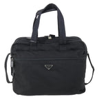 Prada Porta Computer Briefcase Tessuto And Saffiano Leather Black Nylon Briefcase Bag (Authentic Pre-Loved)