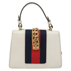 Gucci Sylvie Top Handle Bag Leather White Leather Handbag (Authentic Pre-Loved)