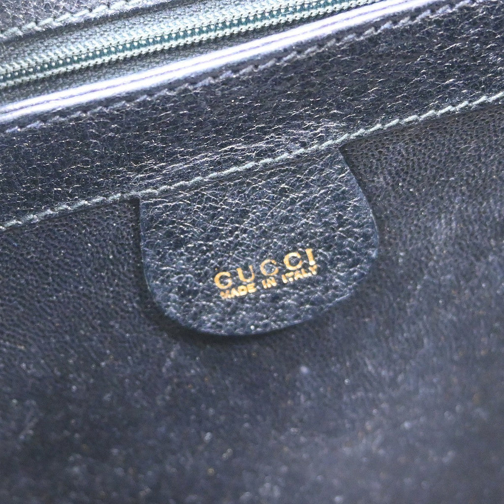 Gucci Vintage Convertible Bamboo Box Crossbody Bag Leather Black Leather Handbag (Pre-Loved)