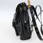 Gucci Vintage Bamboo Backpack Patent Black Patent_Leather Backpack Bag (Authentic Pre-Loved)