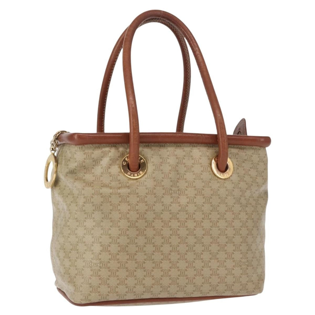 Celine Vintage Macadam Handbag Canvas And Leather Beige Canvas Handbag (Authentic Pre-Loved)