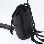 Fendi Logo Flap Drawstring Backpack Leather Black Leather Backpack Bag (Authentic Pre-Loved)