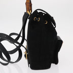 Gucci Vintage Bamboo Backpack Suede Black Suede Backpack Bag (Authentic Pre-Loved)