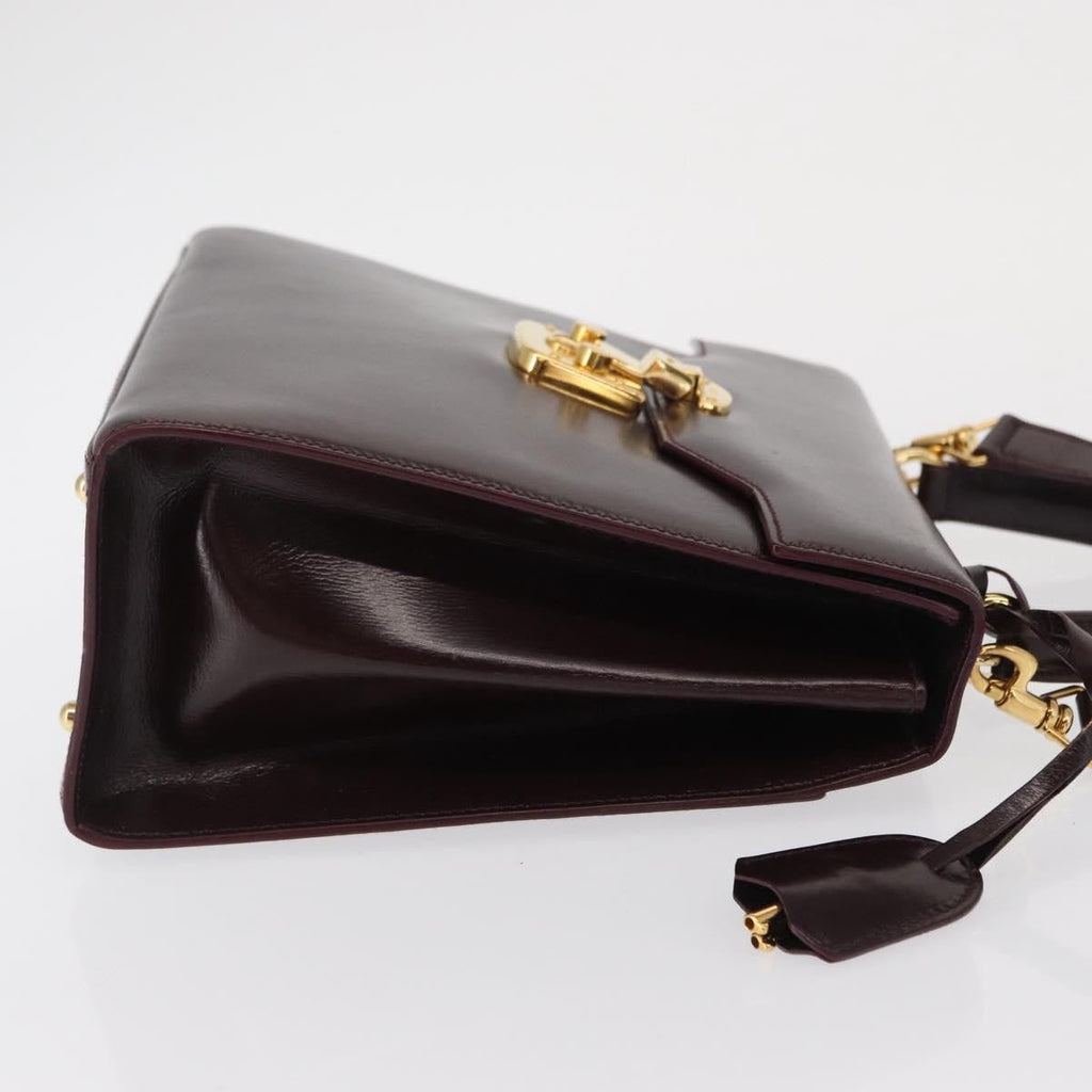 Gucci Vintage Lady Lock Top Handle Bag Leather Burgundy Leather Handbag (Authentic Pre-Loved)