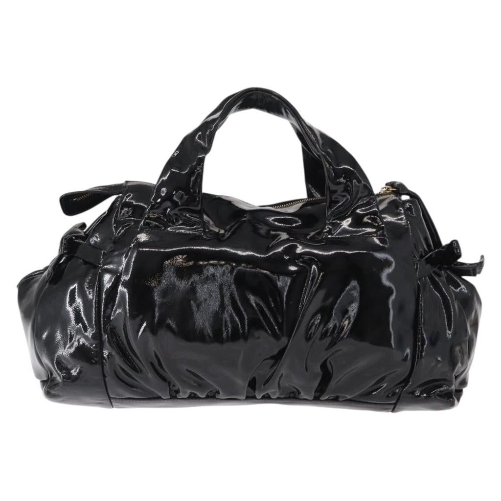 Gucci Hysteria Convertible Top Handle Bag Patent Black Patent_Leather Handbag (Authentic Pre-Loved)