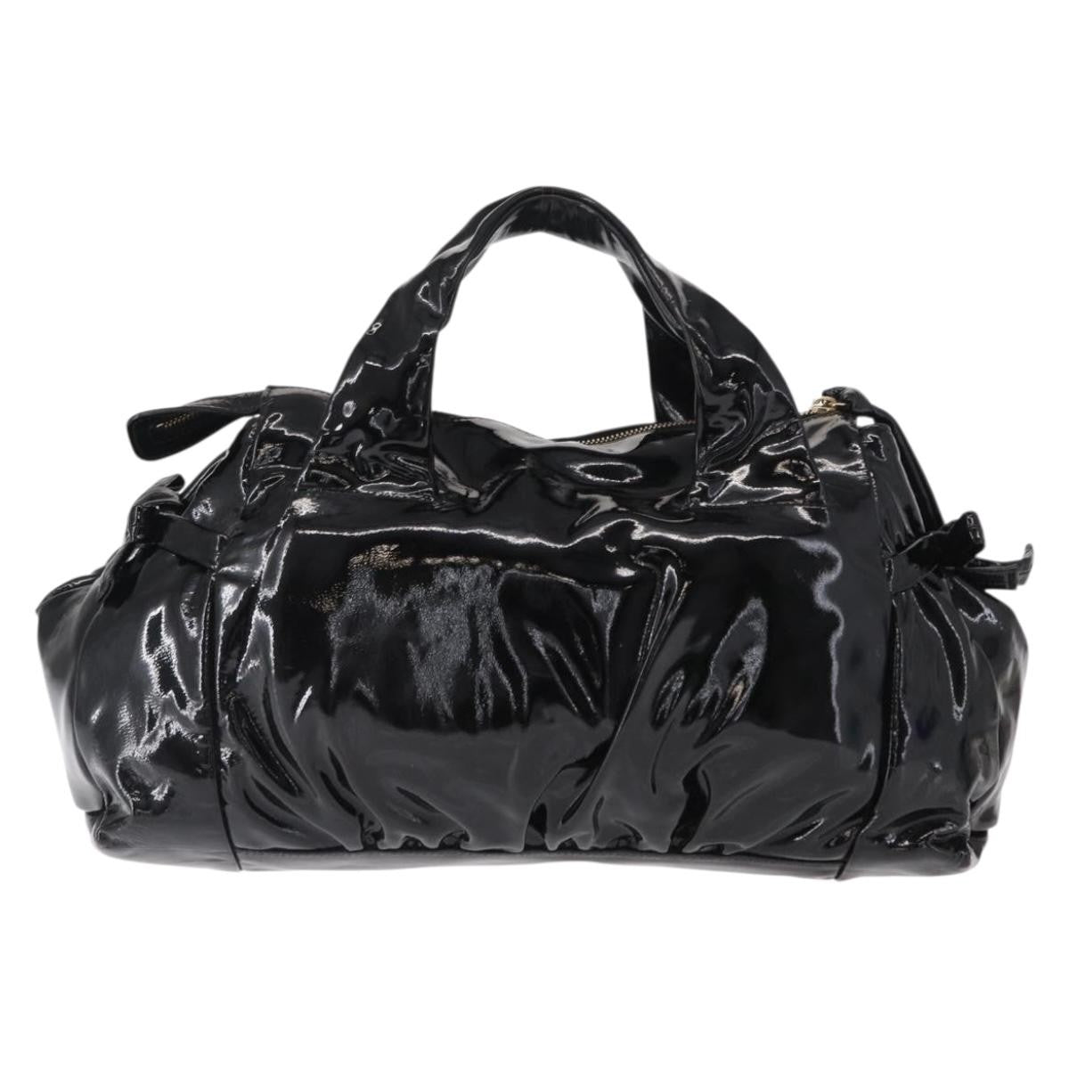 Gucci Hysteria Convertible Top Handle Bag Patent Black Patent_Leather Handbag (Authentic Pre-Loved)