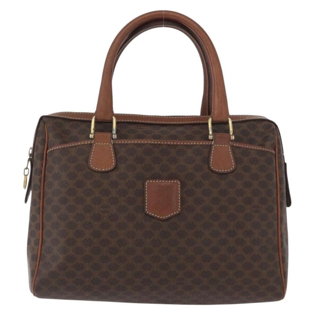 Celine Vintage Macadam Handbag Canvas And Leather Brown Canvas Handbag (Authentic Pre-Loved)