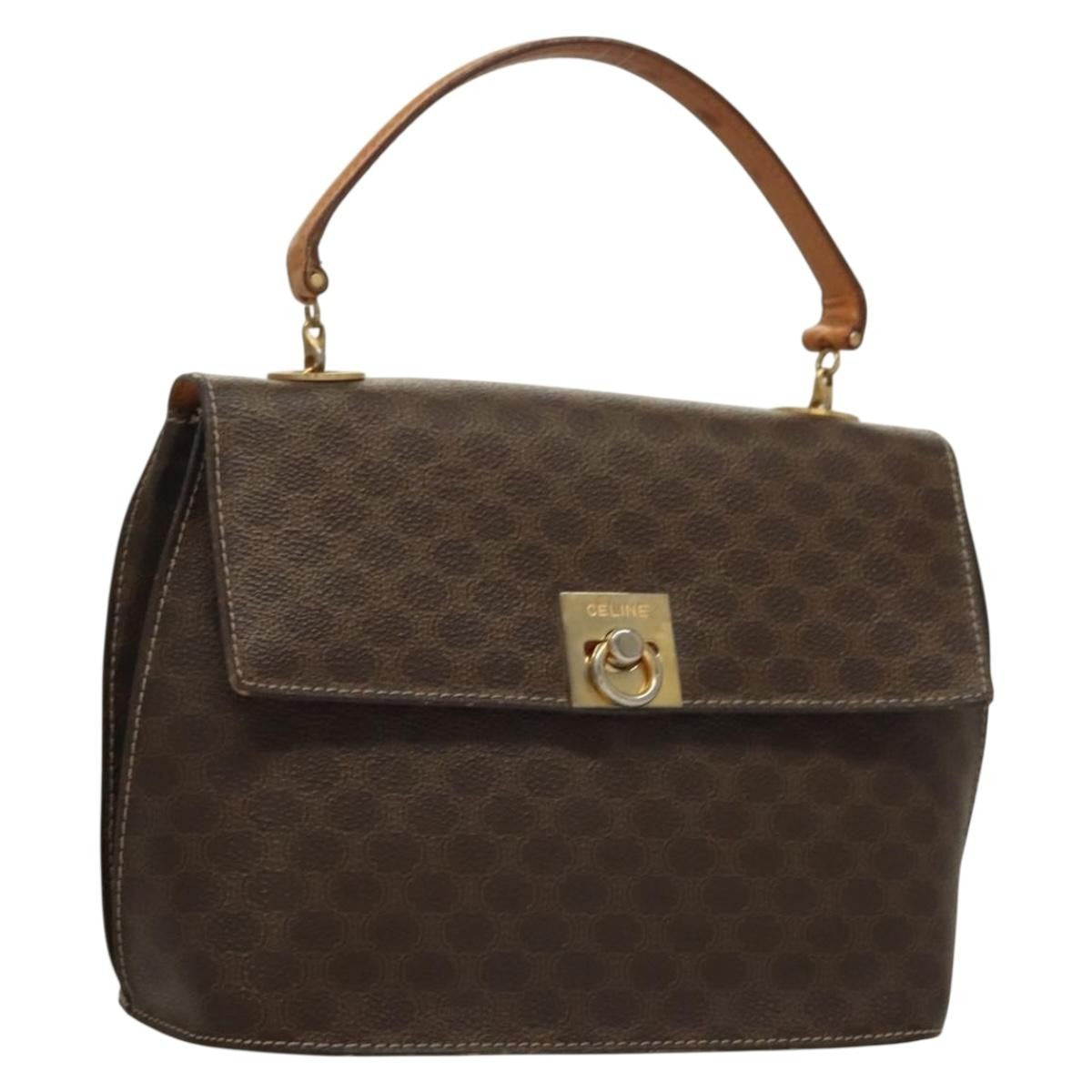 Celine Macadam Handbag Macadam With Leather Brown Canvas Handbag (Authentic Pre-Loved)