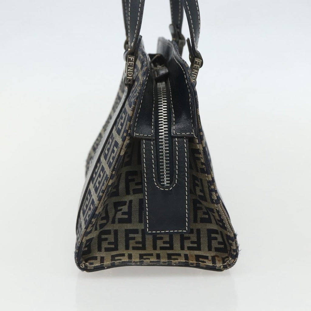 Fendi Vintage Satchel Zucchino Canvas Navy Canvas Handbag (Authentic Pre-Loved)