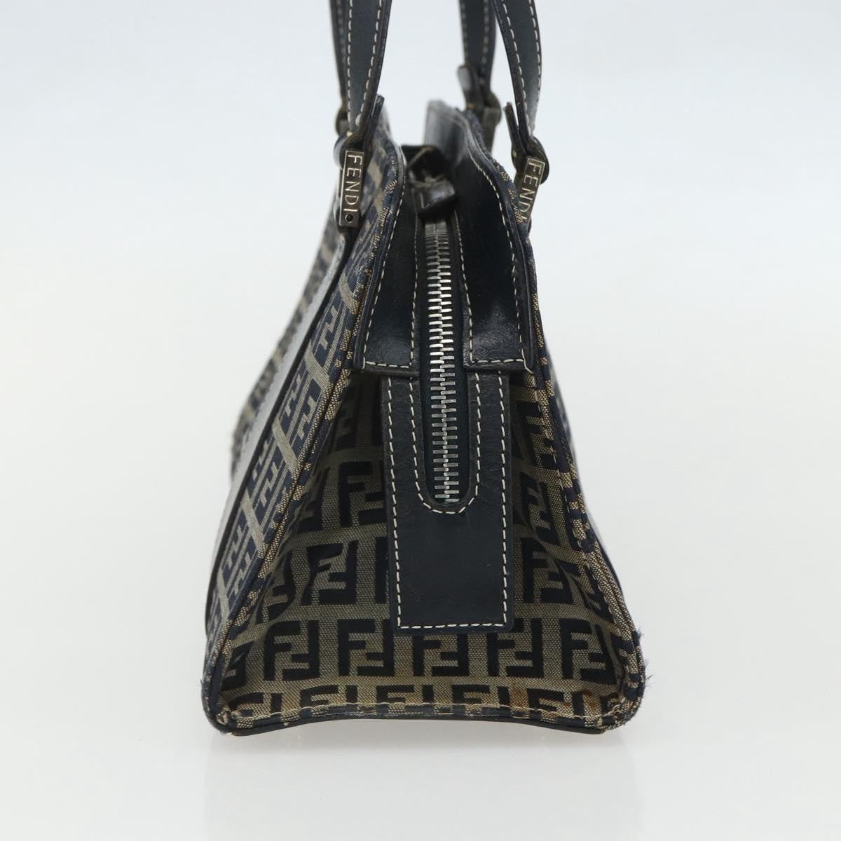 Fendi Vintage Satchel Zucchino Canvas Navy Canvas Handbag (Authentic Pre-Loved)