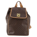 Celine Vintage Drawstring Flap Backpack Macadam Coated Canvas Brown Canvas Backpack Bag (Authentic Pre-Loved)
