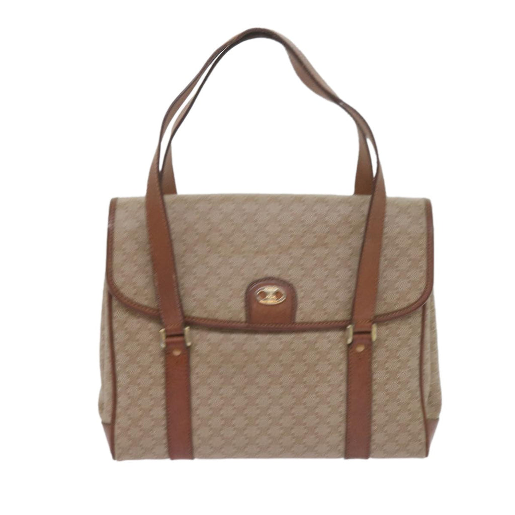Celine Vintage Macadam Handbag Canvas And Leather Beige Canvas Handbag (Authentic Pre-Loved)