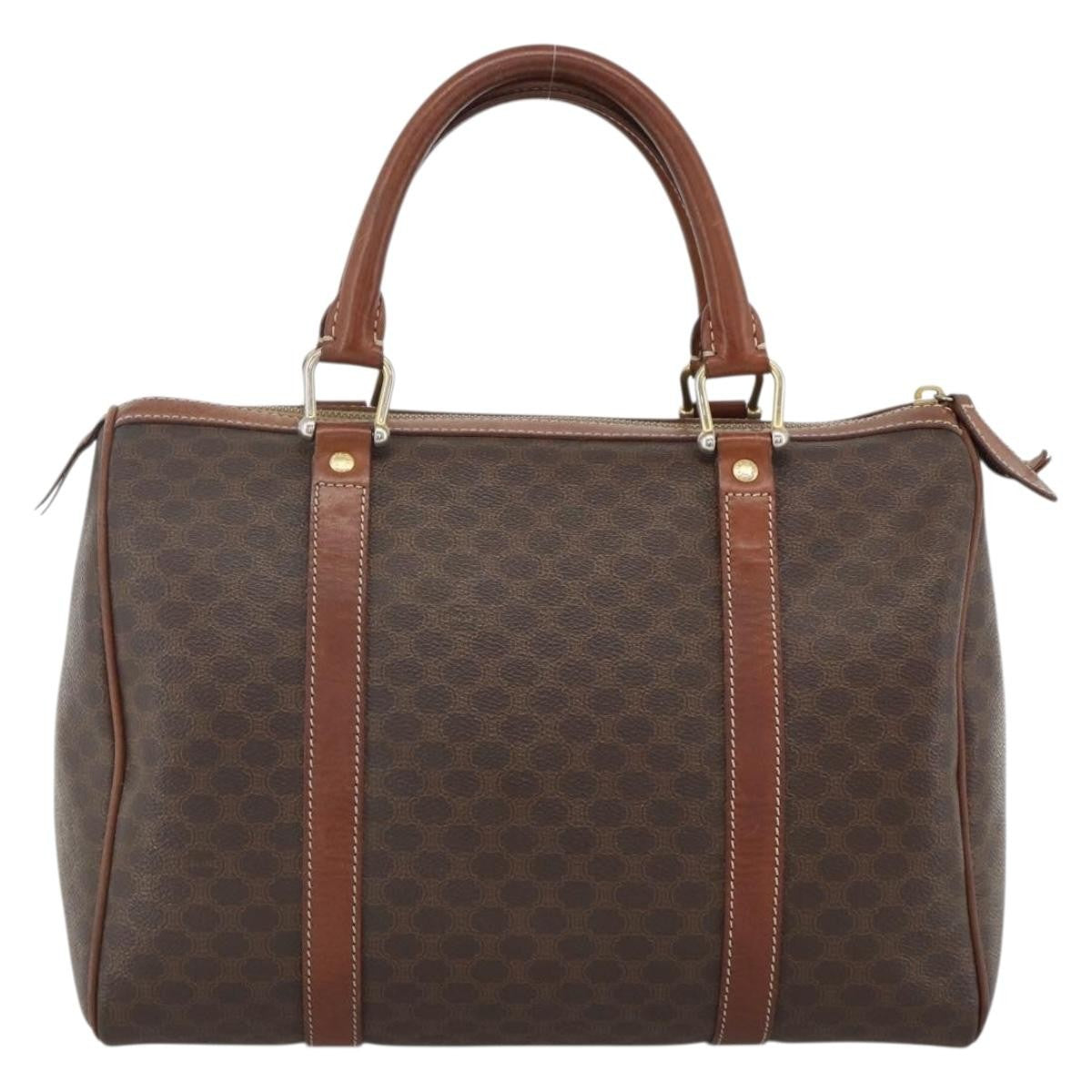 Celine Macadam Handbag Macadam With Leather Brown Canvas Handbag (Authentic Pre-Loved)