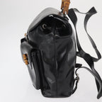 Gucci Vintage Bamboo Backpack Leather Black Leather Backpack Bag (Authentic Pre-Loved)