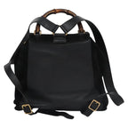 Gucci Vintage Bamboo Backpack Suede Black Suede Backpack Bag (Authentic Pre-Loved)