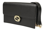 Gucci GG Black Crossbody Handbag Calf Leather Gold Chain Purse Bag Italy NEW