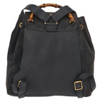 Gucci Vintage Bamboo Backpack Suede Navy Suede Backpack Bag (Authentic Pre-Loved)