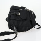 Prada Vela Double Front Pocket Backpack Tessuto With Saffiano Leather Black Nylon Backpack Bag (Authentic Pre-Loved)