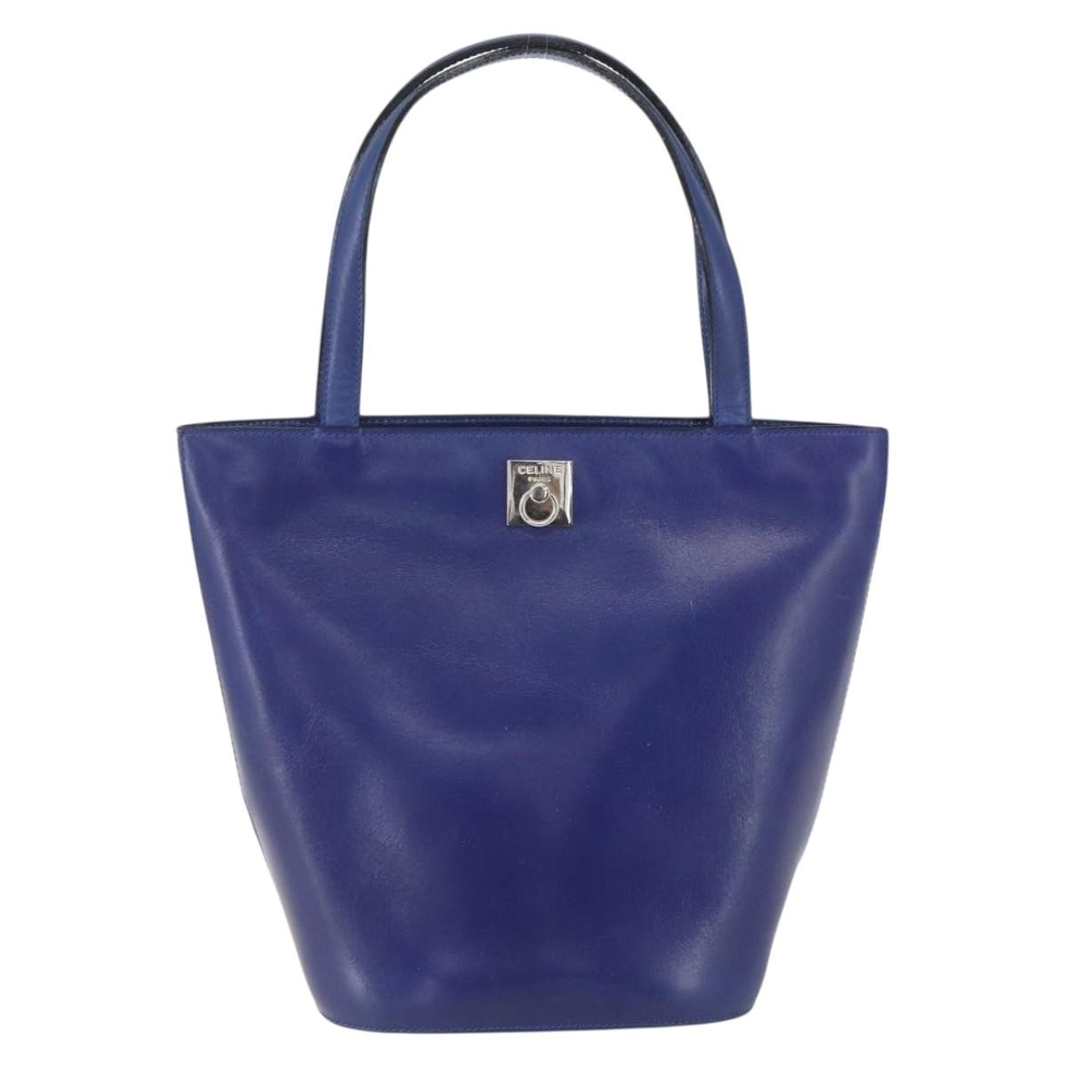 Celine Handbag Leather Blue Leather Handbag (Authentic Pre-Loved)