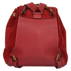 Gucci Vintage Bamboo Backpack Suede And Leather Red Suede Backpack Bag (Authentic Pre-Loved)