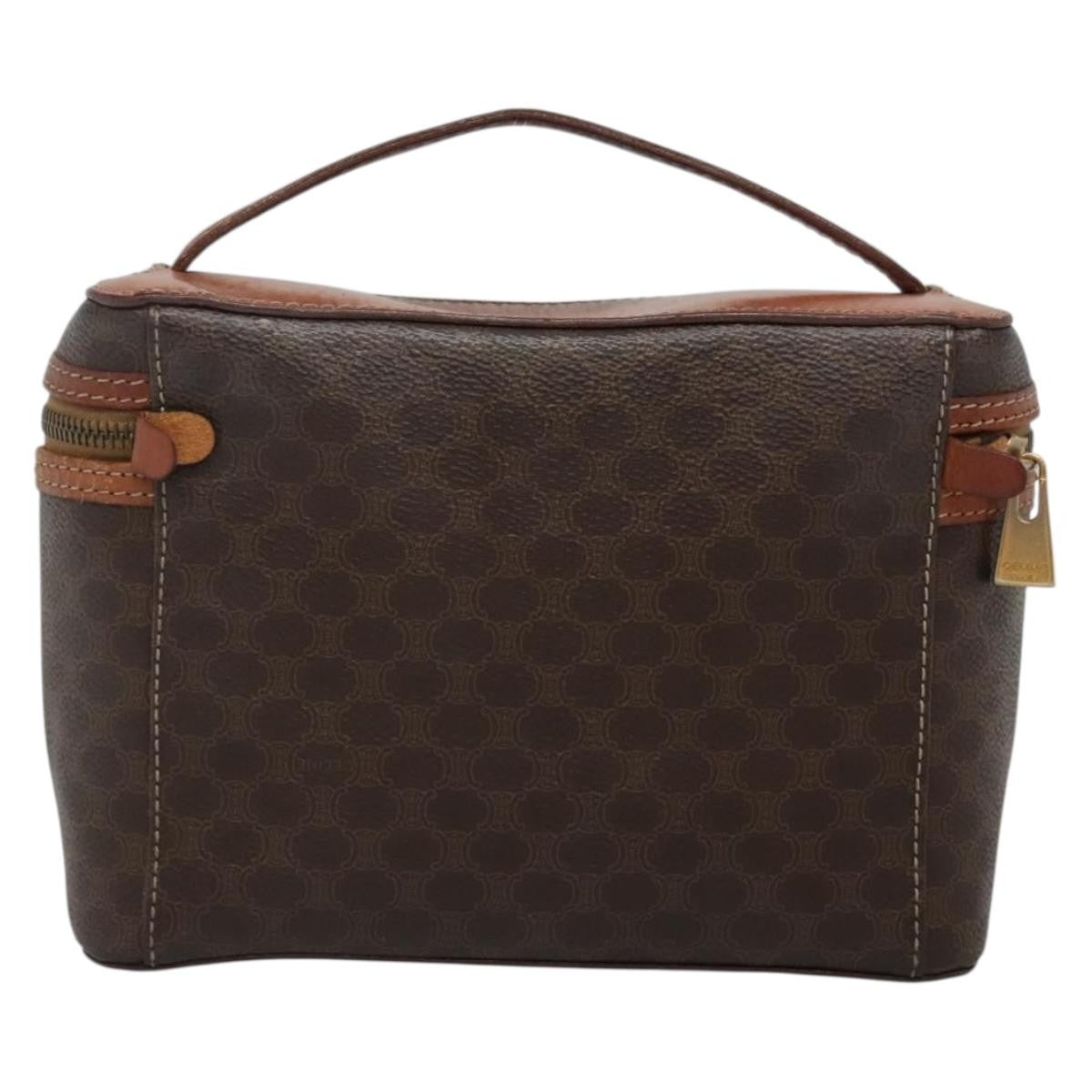 Celine Macadam Vanity Bag Canvas Brown Pvc Bag (Authentic Pre-Loved)