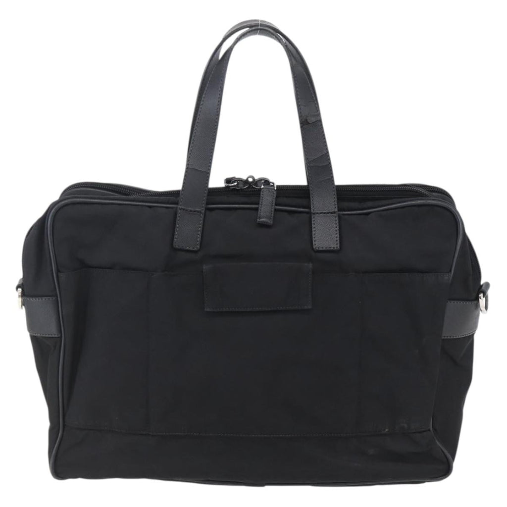 Prada Convertible Front Zip Briefcase Tessuto With Saffiano Leather Black Nylon Briefcase Bag (Authentic Pre-Loved)