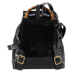 Gucci Vintage Bamboo Backpack Patent Black Patent_Leather Backpack Bag (Authentic Pre-Loved)