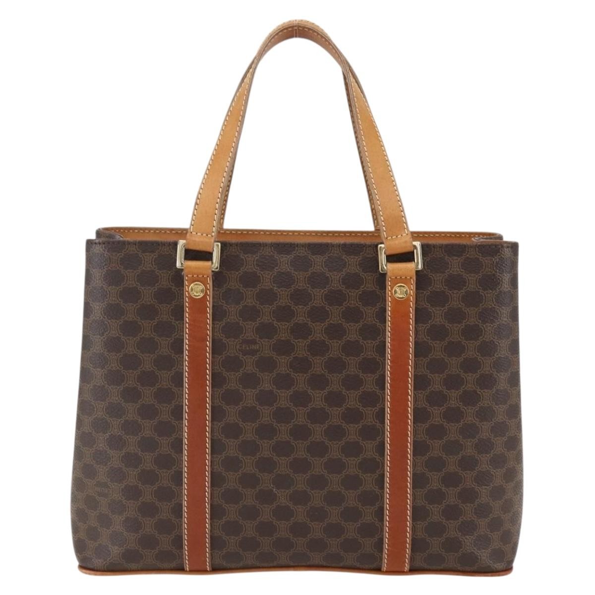 Celine Vintage Macadam Handbag Canvas And Leather Brown Canvas Handbag (Authentic Pre-Loved)