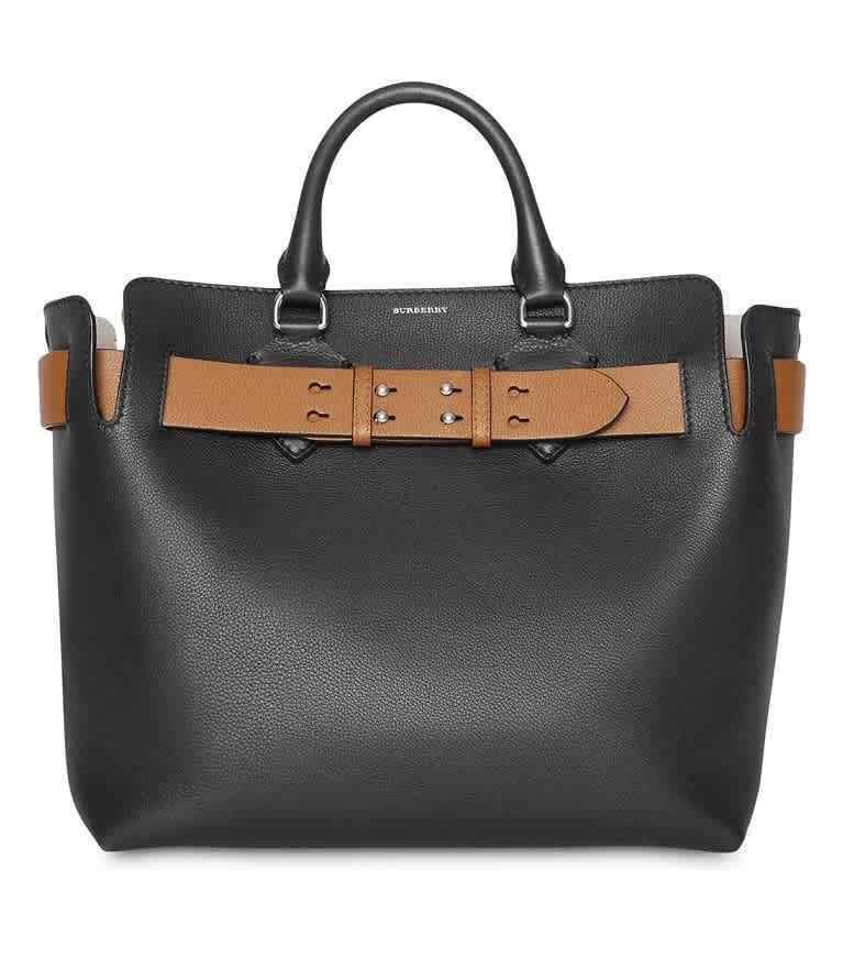 Burberry Baby Triple Stud Leather Belt Tote Bag Top Handle Black Handbag NEW