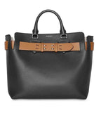 Burberry Baby Triple Stud Leather Belt Tote Bag Top Handle Black Handbag NEW