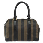 Fendi Vintage Pequin Boston Bag Coated Canvas Brown Canvas Handbag (Authentic Pre-Loved)