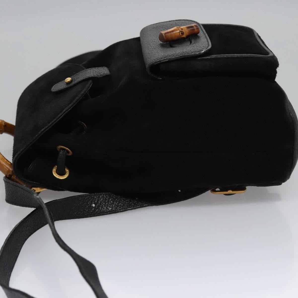 Gucci Gucci Bamboo Backpack Daim Black Suede Backpack Bag (Authentic Pre-Loved)