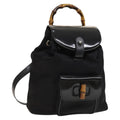 Gucci Vintage Bamboo Backpack Nylon And Patent Leather Black Nylon Backpack Bag (Authentic Pre-Loved)