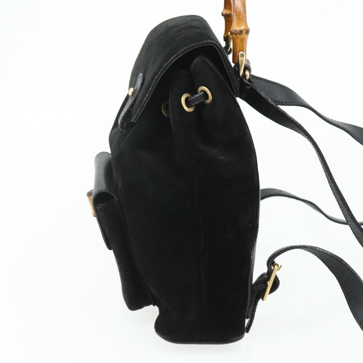 Gucci Gucci Bamboo Backpack Daim Black Suede Backpack Bag (Pre-Loved)