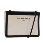 Balenciaga Navy Pochette Canvas And Leather White Canvas Bag (Authentic Pre-Loved)